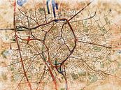 Kaart van Brugge in de stijl 'Serene Summer' van Maporia thumbnail