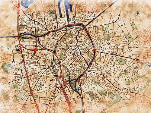 Map of Brugge with the style 'Serene Summer'