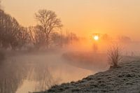 De rivier De Dender bij zonsopkomst