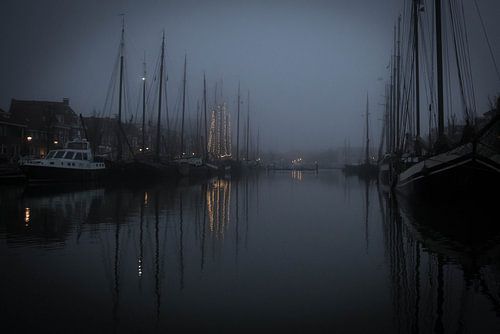 Harlingen in mist gehuld
