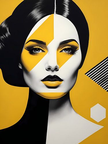 Pop Art Femme Portrait Abstrait Géométrique