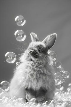 Een konijn in de badkamer - een charmante badkamerfoto voor je wc van Felix Brönnimann
