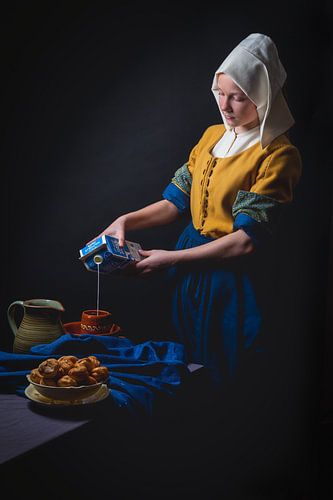 The Milkmaid of Joh. Vermeer in a modern version.