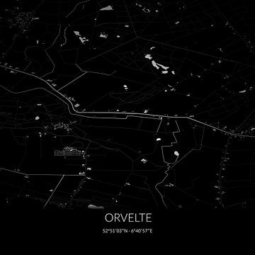 Schwarz-weiße Karte von Orvelte, Drenthe. von Rezona