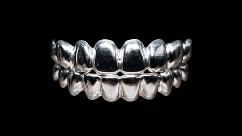 Zilveren grillz tanden panorama