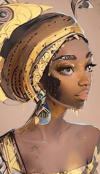 Illustration d'une princesse africaine sur Emiel de Lange