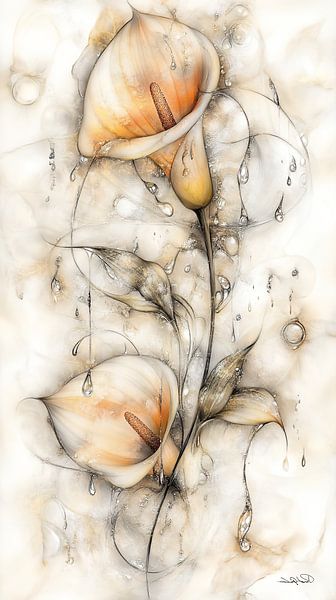 Aquarell von Blumen von Gelissen Artworks