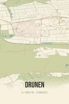 Alte Landkarte von Drunen (Nordbrabant) von Rezona