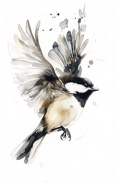 Aquarel staartmees van Christian Müringer