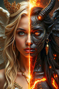Fantasy Wandbild: ZARYVETH - Das Porträt einer gespaltenen Dämonin