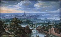 Landschaft mit einer Ansicht von Antwerpen, Hans Bol von Meisterhafte Meister Miniaturansicht