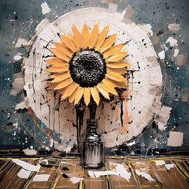 Een stilleven met een zonnebloem van Emiel de Lange