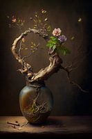 Surrealist still life with flowers