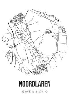 Noordlaren (Groningen) | Landkaart | Zwart-wit van MijnStadsPoster