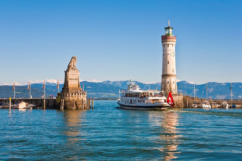 Ship in the port of Lindau on Lake Constance by Werner Dieterich