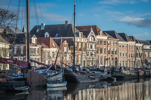 The Thorbeckegracht in Zwolle on a sunny winter morning