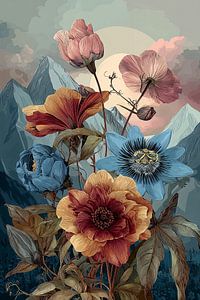 Bergblumen bei Sonnenuntergang Nr. 7