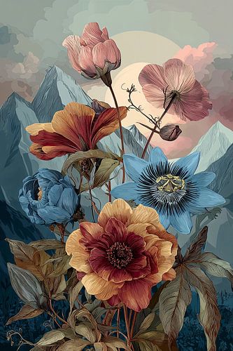 Bergbloemen bij Zonsondergang no.7