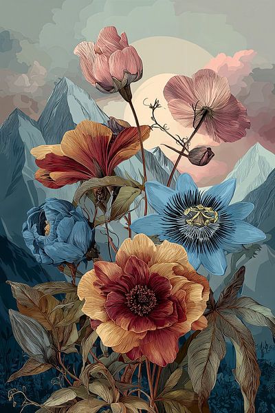 Bergbloemen bij Zonsondergang no.7 van Studio BB