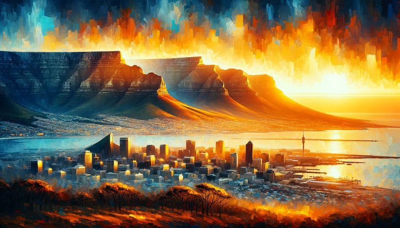 Feuerhimmel über Kapstadts Wahrzeichen von artefacti
