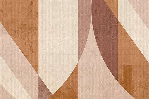 Bauhaus abstracte vormen in bruin, roest, beige, verbrand oranje VII