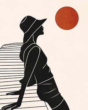 Silhouet van een vrouw in een zon van Kintsugi99