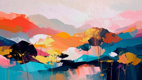 Modern Abstract. Panoramic Landscape in bold colour combination
