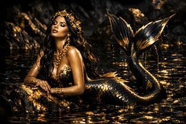 Goldsirene im Schattenmeer – Golden Siren in the Shadow Sea von ButterflyPix