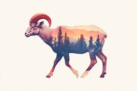 Bergszene im Tier von Poster Art Shop