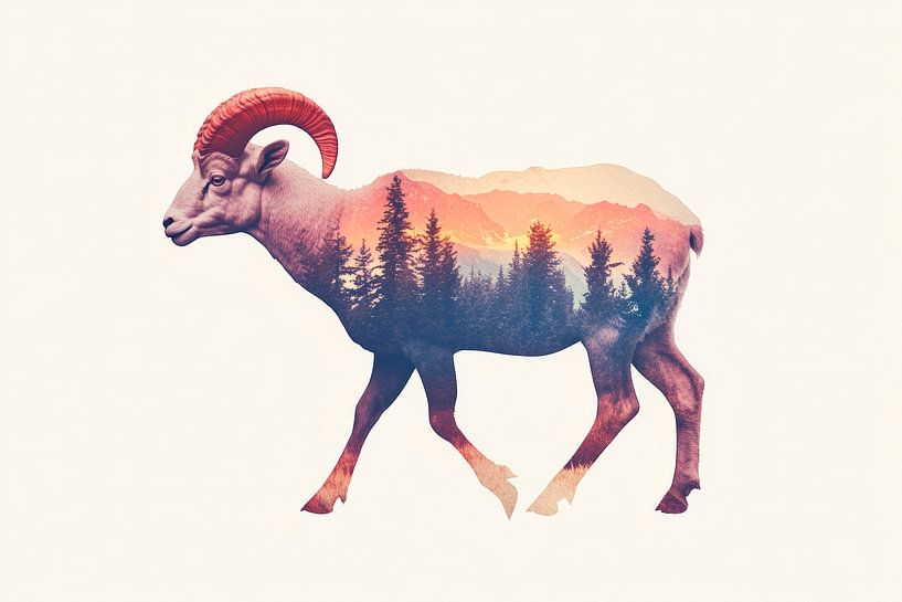 Bergszene im Tier von Poster Art Shop