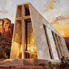 La chapelle de la Sainte-Croix, Sedona, Arizona, États-Unis au coucher du soleil sur Johannas Art Creations