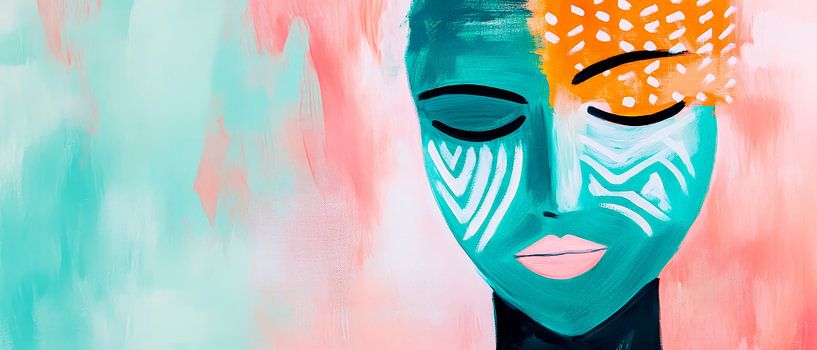 Colourful portrait with patterns by Poster Art Shop