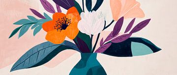 Bouquet de fleurs multicolores dans un vase au design élégant sur Poster Art Shop