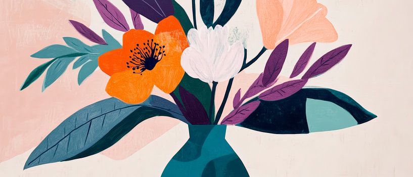 Bunter Blumenstrauß in stilvollem Vasen-Design von Poster Art Shop