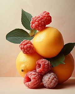 Still life of raspberries and lemons by Studio Allee