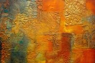 Abstrakte Malerei in Herbstfarben, Rot, Orange, Gelb, Grün, Teal, Hellblau, Beige von Joriali Abstrakte Kunst Miniaturansicht