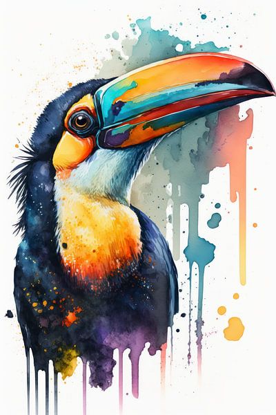 Toekan - Aquarel van New Future Art Gallery