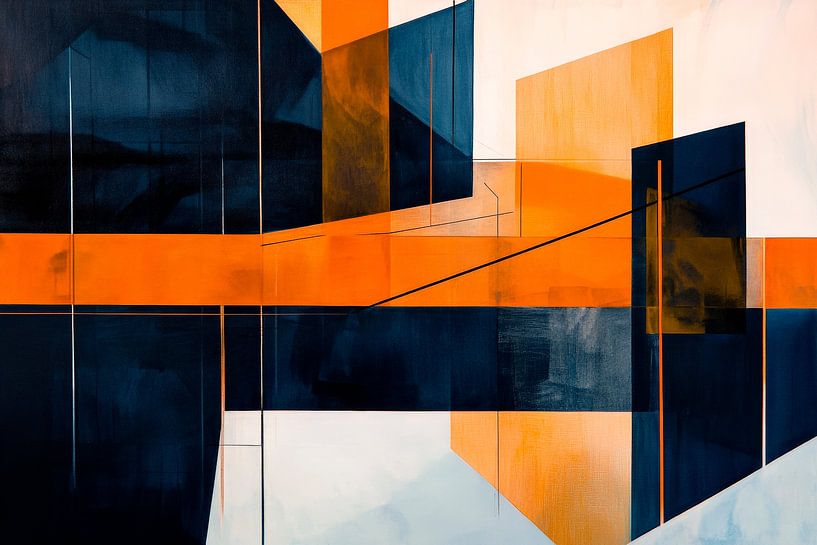 Abstract composition in blue and orange by Poster Art Shop