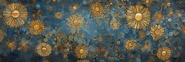 Gouden Bloemen op Blauw van Whale & Sons