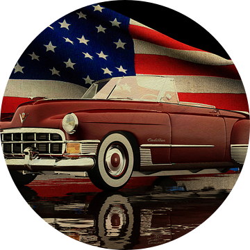 Cadillac Deville Convertible met Amerikaanse vlag