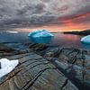 Zonsondergang in Ilulissat - Disko Bay, Groenland van Martijn Smeets