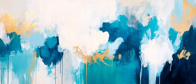 Abstraction bleue avec des accents dorés par Poster Art Shop