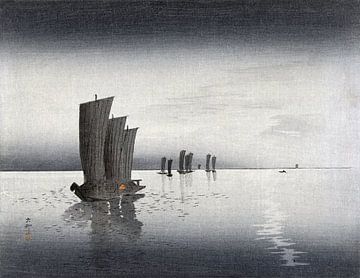 Bateaux de pêche au crépuscule, Ohara Koson (1900-1920) sur Atelier Liesjes