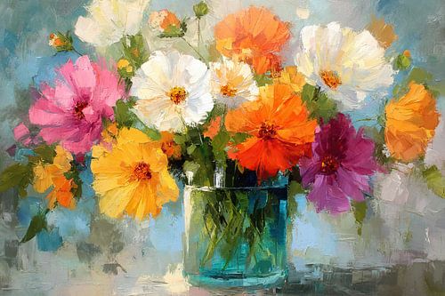 Vaas met Heldere Bloemen