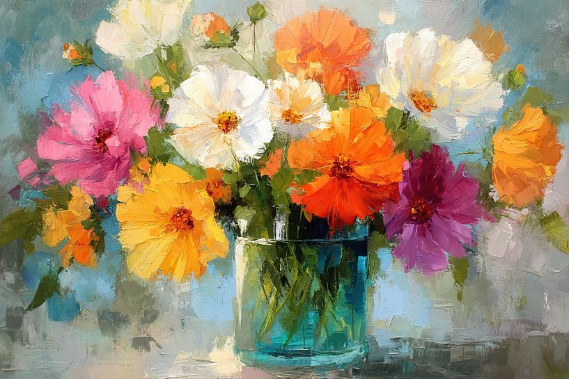 Vase with Bright Flowers by Flower Studio