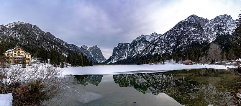 Winter time at Lago di Dobbiaco in the Italian Alps. by Jaap van den Berg