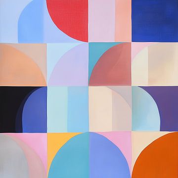 Symmetrische abstractie in pasteltinten en heldere kleuren van Color Square