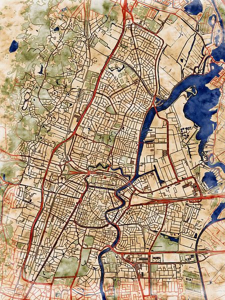 Map of Haarlem with the style 'Serene Summer' by Maporia