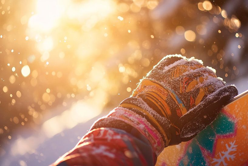 Winterliche Hand am Snowboard von Poster Art Shop