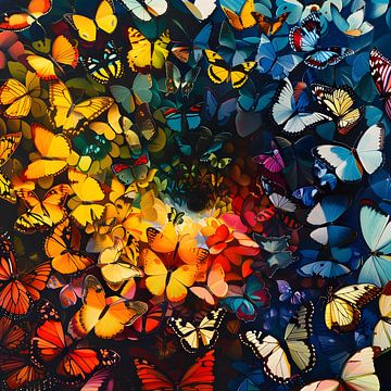 Spiral of butterflies in rainbow colours by Jan Bechtum